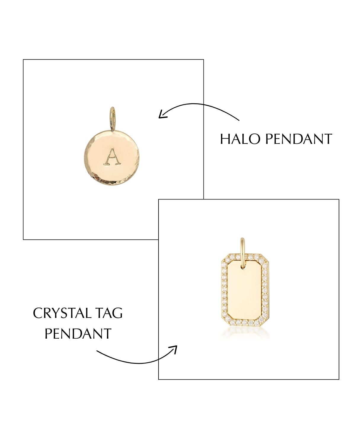 Crystal Tag &amp; Halo Pendants Set