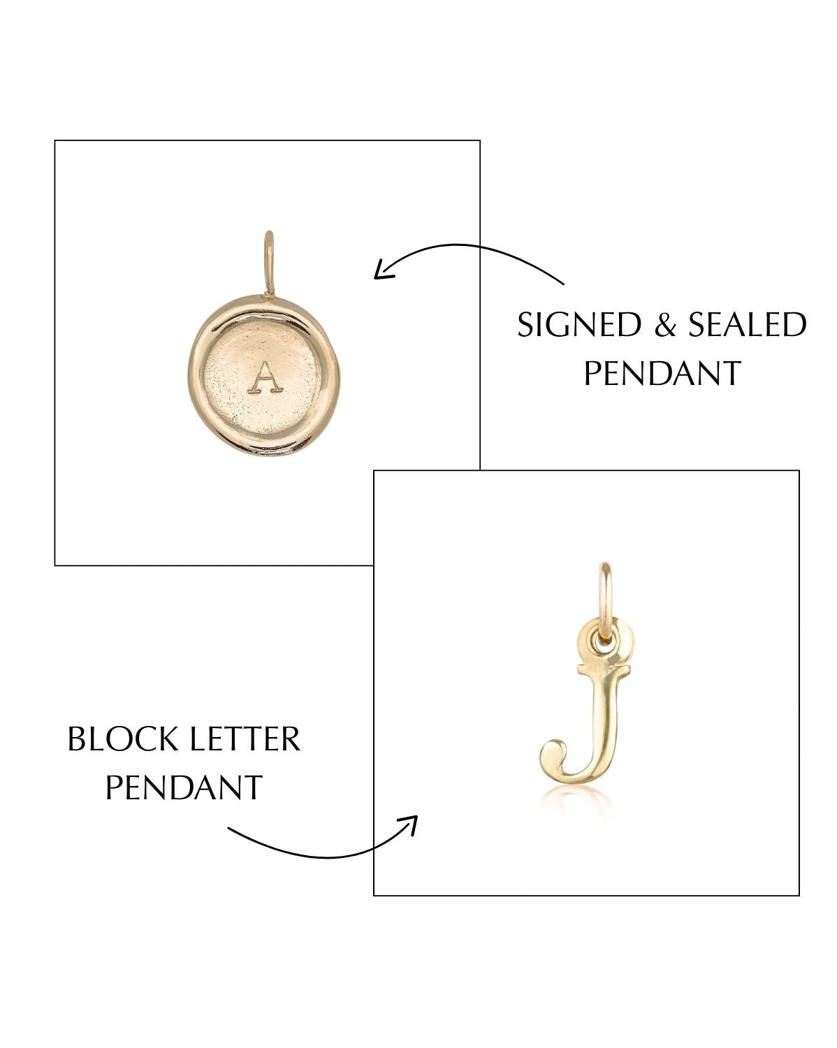 Seal &amp; Block Letter Pendants Set