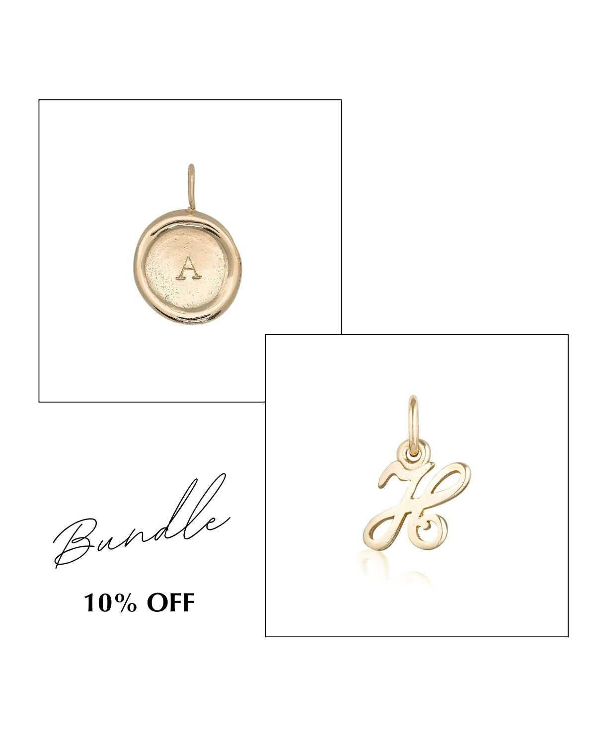 Seal & Script Letter Pendants Set