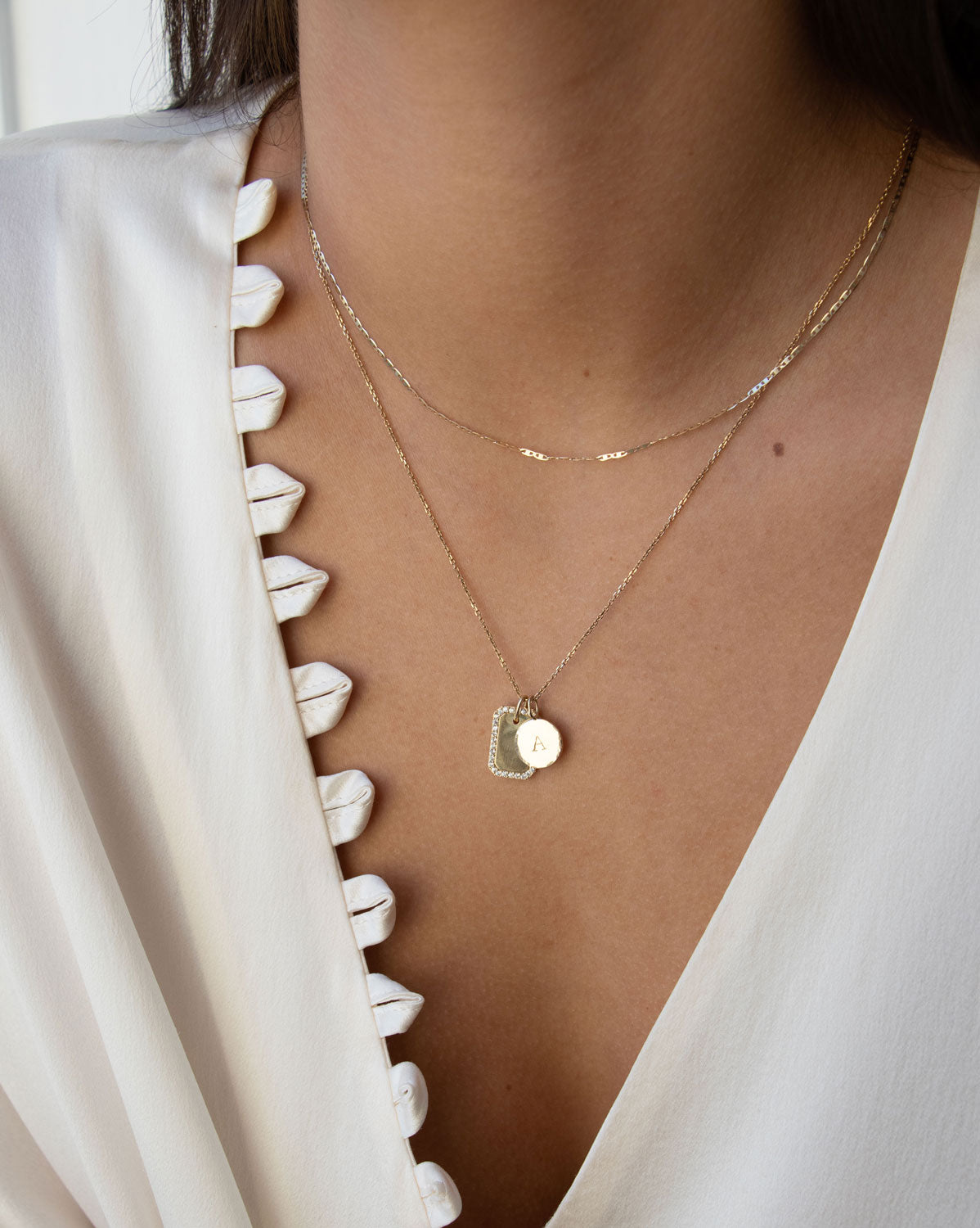 Crystal Tag &amp; Halo Pendants Set